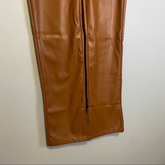 Princess Polly NWT Faux Leather High Waist Perama Pu Pants Brown Size 4 - Picture 4 of 10